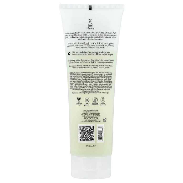 100% PURE, шампунь для придания объема, с бурыми водорослями и мятой, 236 мл (8 жидк. унций)