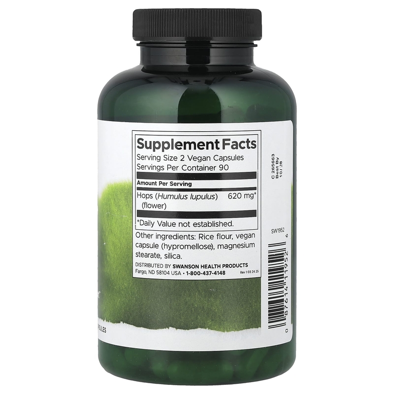 Swanson Vitamins, Full Spectrum®, хмель, 180 веганских капсул (310 мг в 1 капсуле)