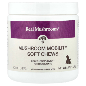 Real Mushrooms, Mushroom Mobility, мягкие жевательные таблетки, для собак и кошек, 60 жевательных таблеток, 240 г (8,47 унции)