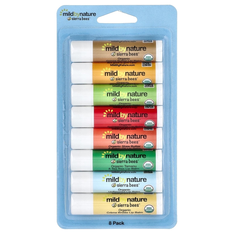 Mild By Nature, Sierra Bees™, набор органических бальзамов для губ, 8 шт. по 4,25 г (0,15 унции)
