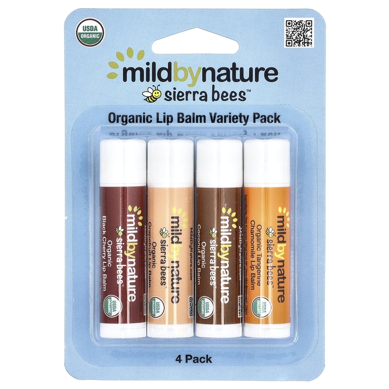 Mild By Nature, Sierra Bees™, органические бальзамы для губ, ассорти, 4 шт. по 4,25 г (0,15 унции)