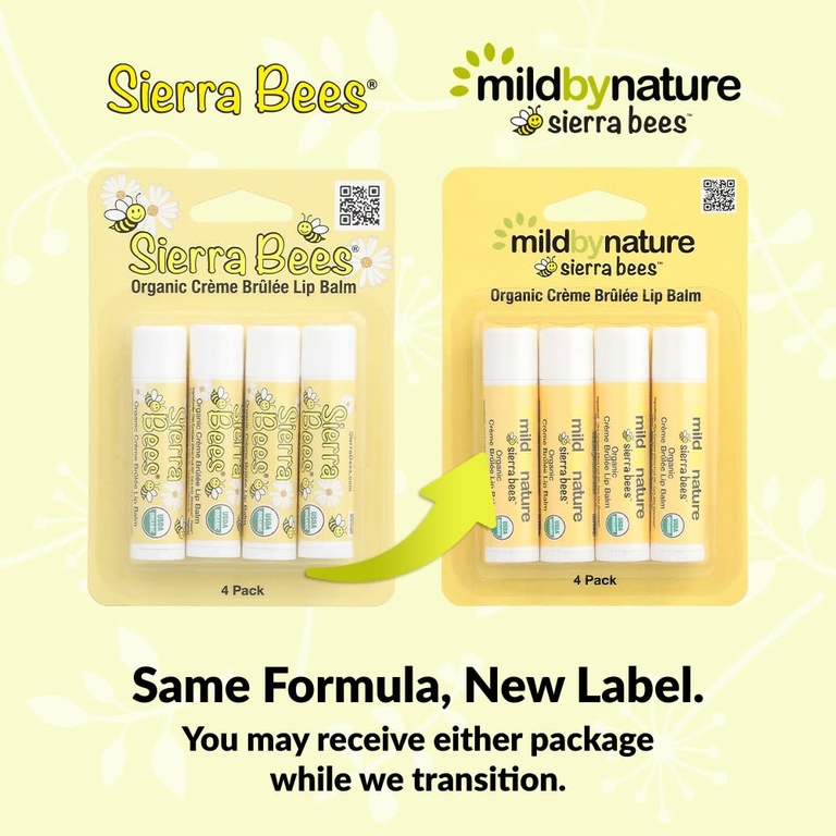 Mild By Nature, Sierra Bees™, органические бальзамы для губ, крем-брюле, 4 шт. по 4,25 г (0,15 унции)