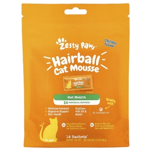 Zesty Paws, Мусс для кошек, для всех возрастов, с курицей, 14 пакетиков по 6 г (0,2 унции)