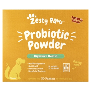 Zesty Paws, Пробиотический порошок, для собак, для всех возрастов, из тыквы, 30 пакетиков, 60 г (2,1 унции)