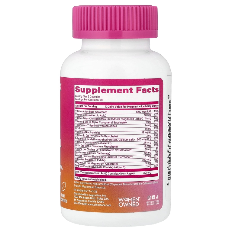 Pink Stork, Total Prenatal + DHA, мята, 60 капсул