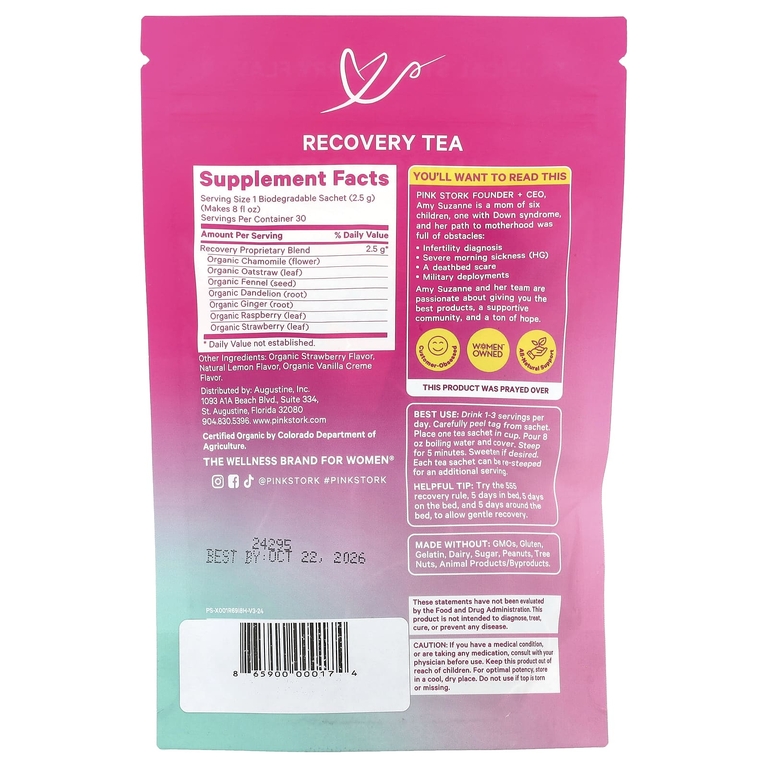 Pink Stork, Recovery Tea, тропическая клубника, 15 пакетиков, 37,5 г (1,3 унции)