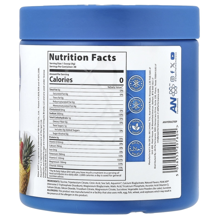 AN Supps, Hydration, ананас и клубника, 270 г (9,5 унции)