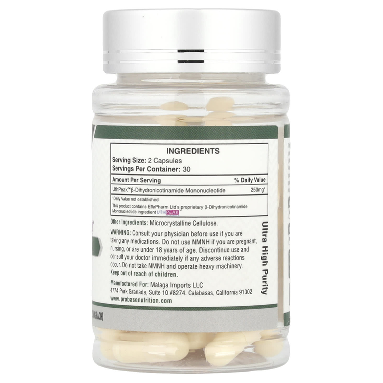 Probase Nutrition, NMNH, 60 капсул (125 мг в каждой капсуле)