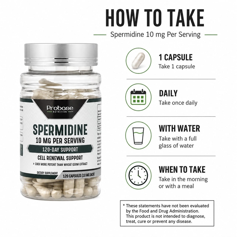 Probase Nutrition, спермидин, 10 мг, 120 капсул