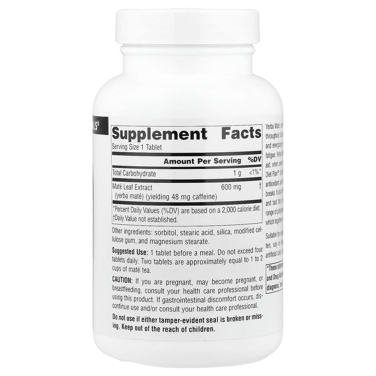 Source Naturals, Парагвайский чай (мате), 600 мг, 90 таблеток