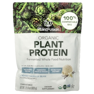 PlantFusion, Органический растительный протеин, сливочные стручки ванили, 609 г (21,4 унции)
