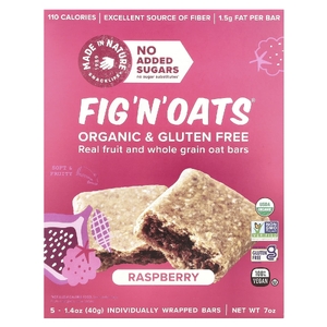 Made in Nature, Fig 'N' Oats®, малина, 5 батончиков в индивидуальной упаковке, 40 г (1,4 унции) каждый