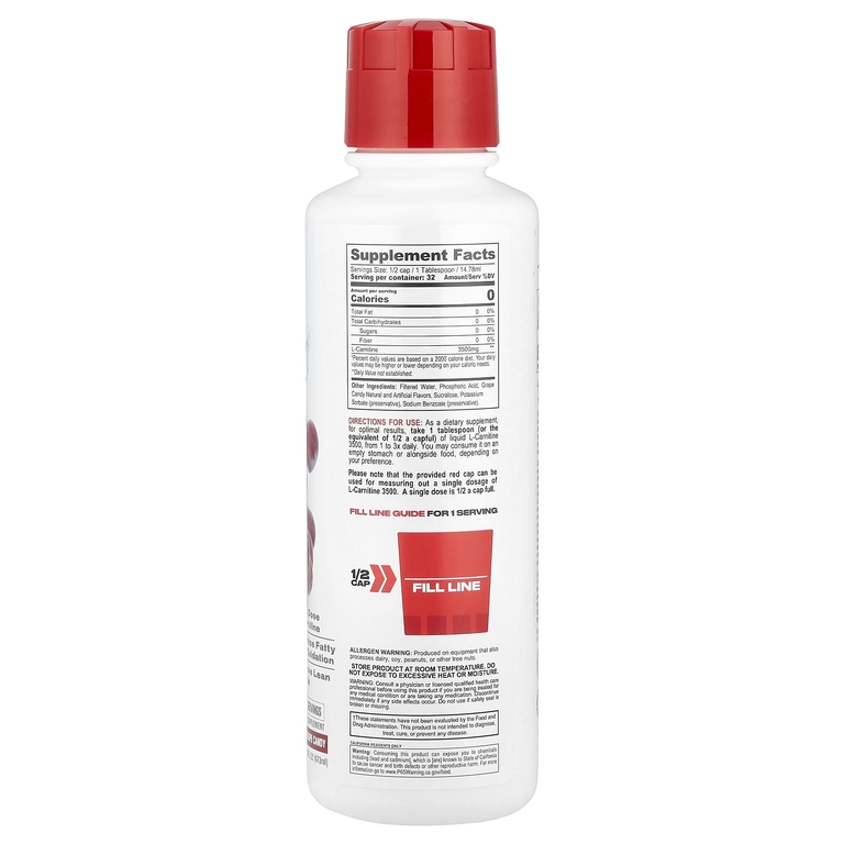 Metabolic Nutrition, L-Carnitine 3500®, сладкая виноградная конфета, 473 мл (16 жидк. унций)