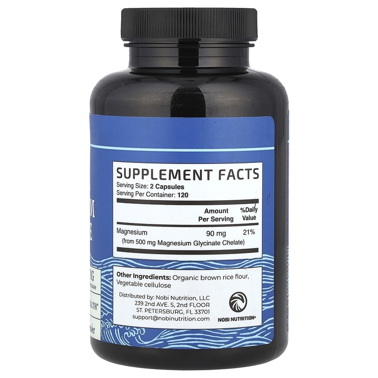 Nobi Nutrition, глицинат магния, максимальное усвоение, 240 капсул (250 мг в 1 капсуле)