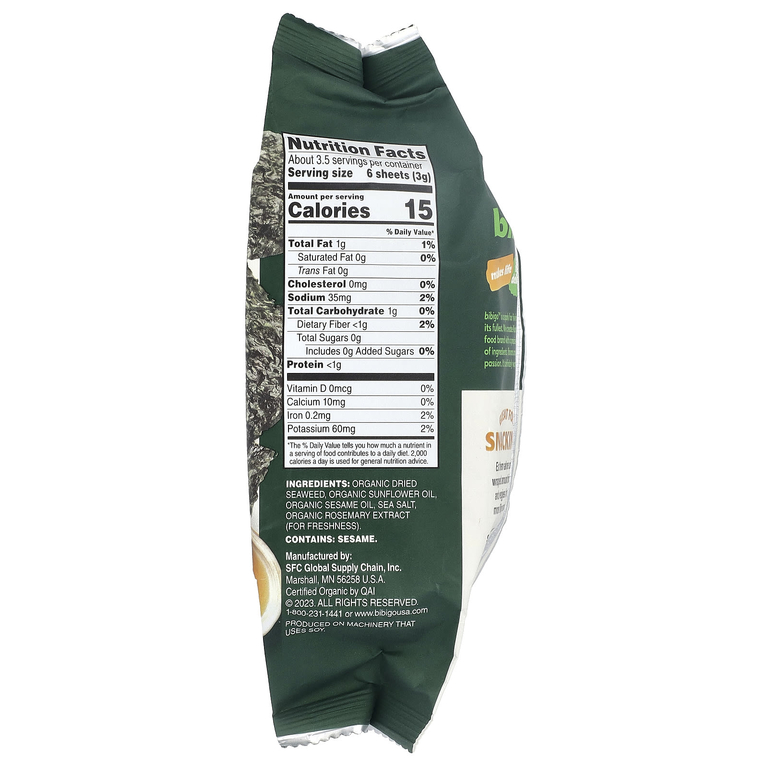 Bibigo, Seaweed Snack, кунжут, 10 г (0,35 унции) (Товар снят с продажи) 