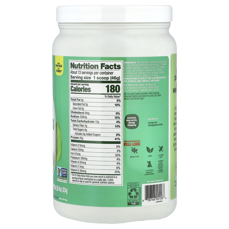 Vega, Original Protein + Greens, сливочный шоколад, 624 г (1 фунт 6 унций)