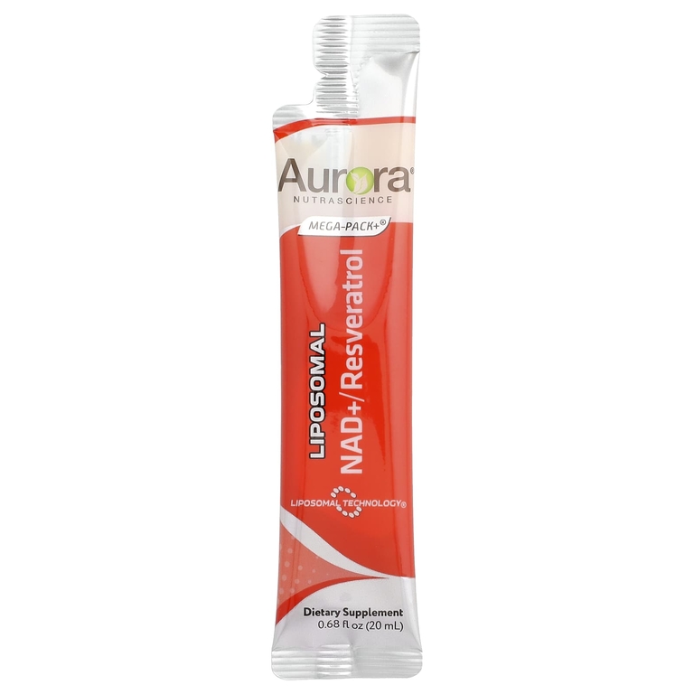 Aurora Nutrascience, Mega-Pack + ®, липосомальный НАД + / ресвератрол, 10 пакетиков по 20 мл (0,68 жидк. Унции)
