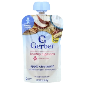 Gerber, Фруктовое пюре, йогурт и цельнозерновые, от 12 месяцев, яблочная корица, 99 г (3,5 унции) (Товар снят с продажи) 