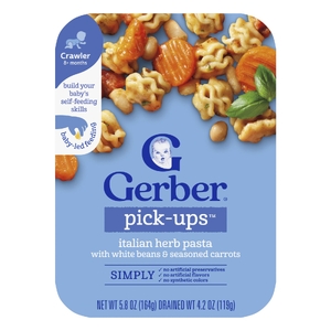 Gerber, Pick-Ups ™, итальянская паста с травами с белой фасолью и морковью, от 8 месяцев, 164 г (5,8 унции) (Товар снят с продажи) 