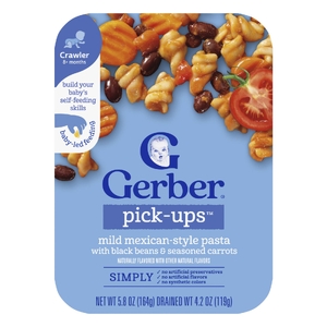 Gerber, Pick-Ups ™, мягкая паста в мексиканском стиле с черной фасолью и приправленной морковью, от 8 месяцев, 164 г (5,8 унции) (Товар снят с продажи) 