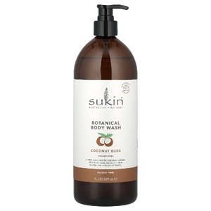 Sukin, Гель для душа с растениями, для всех типов кожи, с кокосом, 1 л (33,82 жидк. Унции)