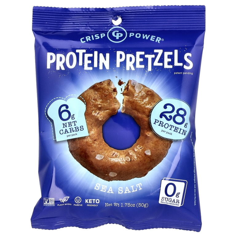 Crisp Power, Протеиновые крендели, морская соль, 6 пакетиков по 50 г (1,75 унции)