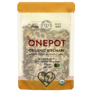 Pure Indian Foods, OnePot, органический кичари, пророщенный коричневый рис, цельные пророщенные бобы и специи, 125 г