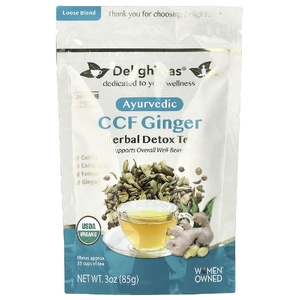 DelighTeas, травяной очищающий чай, CCF, имбирь, рассыпчатая смесь, без кофеина, 85 г (3 унции)