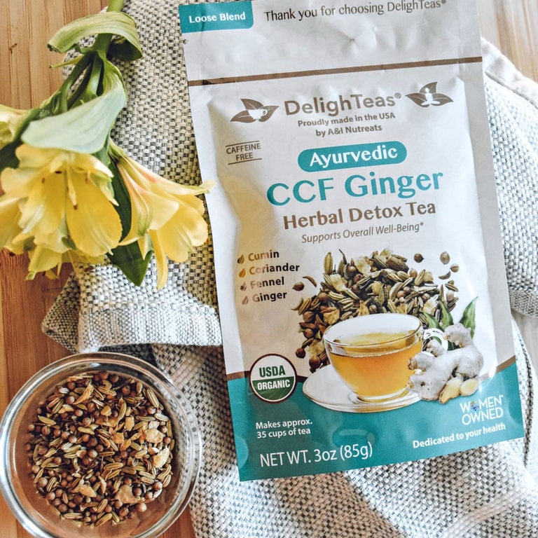 DelighTeas, травяной очищающий чай, CCF, имбирь, рассыпчатая смесь, без кофеина, 85 г (3 унции)
