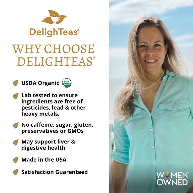 DelighTeas, Ayurvedic Stomach Relief & Happy Liver, травяной чай для выведения токсинов, без кофеина, 30 роскошных чайных пакетиков Pyramid, 120 г (4,2 унции)