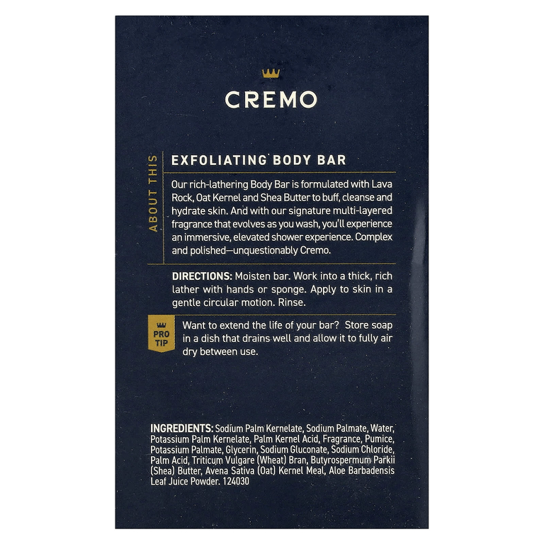 Cremo, Отшелушивающее мыло для тела, пало санто, 142 г (5 унций)