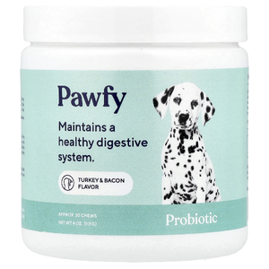 Pawfy, Пробиотик, для собак, от 6 месяцев, индейка и бекон, 30 жевательных таблеток, 113 г (4 унции)