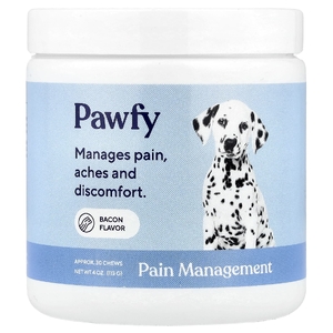 Pawfy, Обезболивающее, для собак, от 6 месяцев, бекон, 30 жевательных таблеток, 113 г (4 унции)
