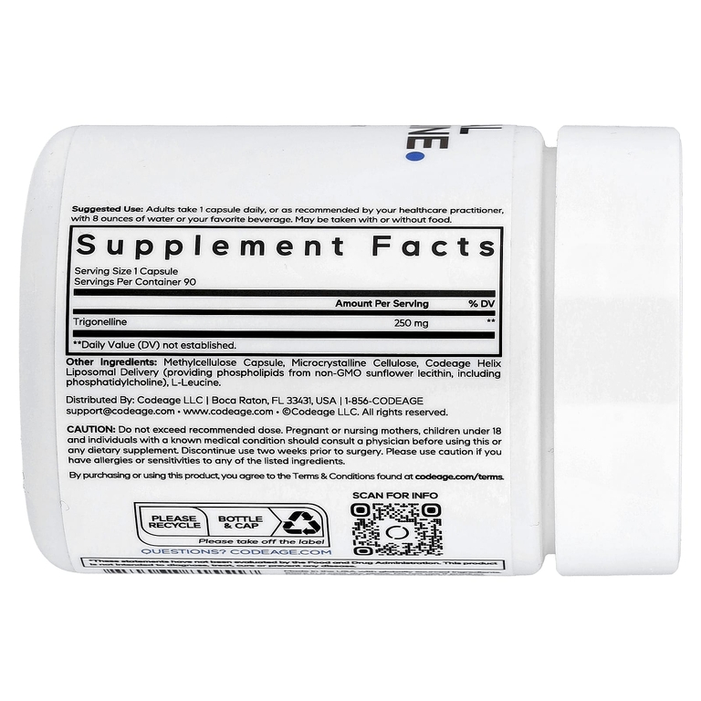 Codeage, Liposomal Trigonelline, 90 растительных капсул