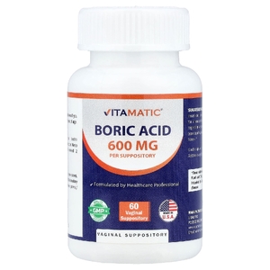 Vitamatic, Борная кислота, 600 мг, 60 вагинальных суппозиториев