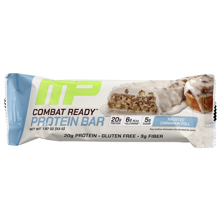 MusclePharm, Протеиновый батончик Combat Ready ™, булочка с корицей, 4 батончика, 53 г (1,87 унции) (Товар снят с продажи) 
