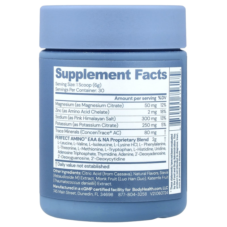 BodyHealth, Perfect Amino ™ Electrolytes, лимон и лайм, 180 г (6,35 унции)