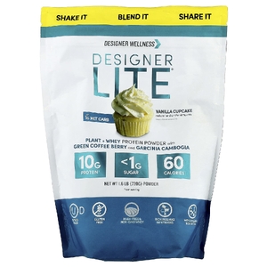 Designer Wellness, Designer Lite®, порошок из растительного и сывороточного протеина, со вкусом ванильного кекса, 720 г (1,6 фунта)