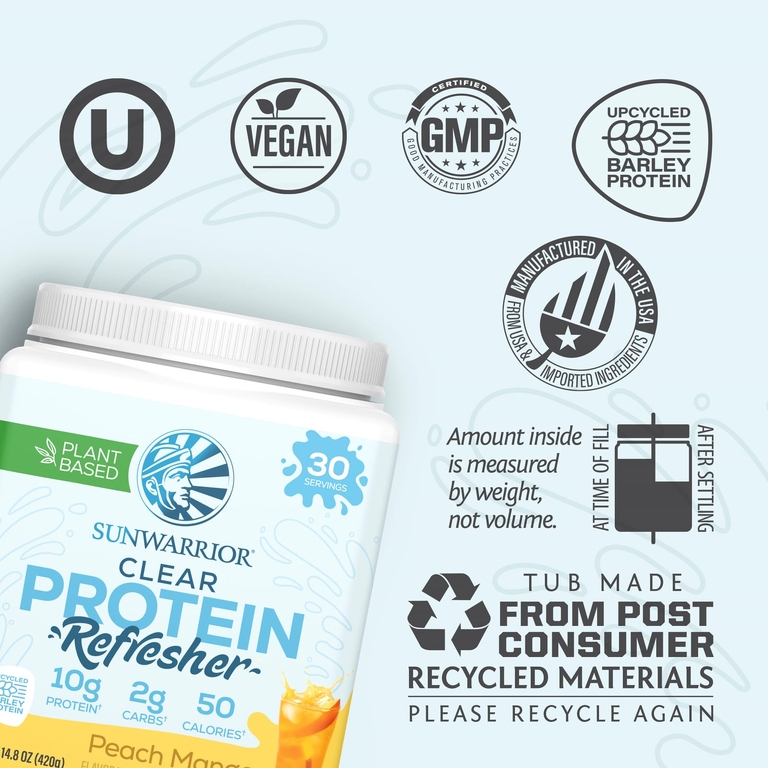 Sunwarrior, Clear Protein Refresher, персик и манго, 420 г (14,8 унции)