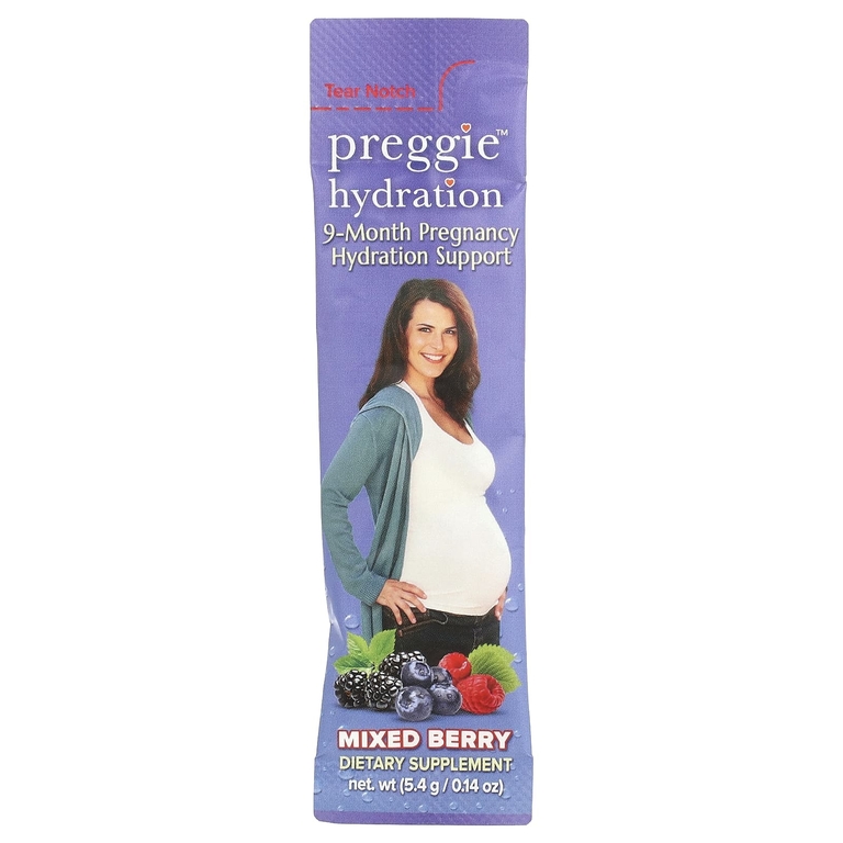 Preggie, Hydration, смесь для приготовления напитка с электролитами для беременных, ягодный вкус, 20 стик-пакетов по 5,4 г (0,14 унции)
