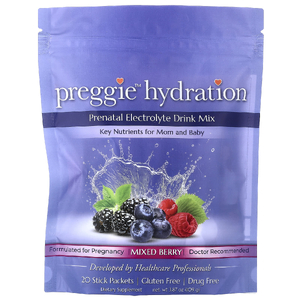 Preggie, Hydration, смесь для приготовления напитка с электролитами для беременных, ягодный вкус, 20 стик-пакетов по 5,4 г (0,14 унции)