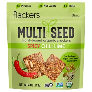Flackers, Multi Seed, органические крекеры на растительной основе, пряный перец чили и лайм, 113 г (4 унции) (Товар снят с продажи) 