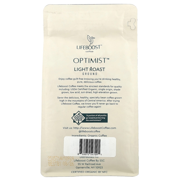 Lifeboost, Кофе, Optimist ™, молотый, легкой обжарки, 340 г (12 унций)