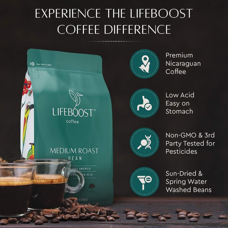 Lifeboost, Кофе Grata ™, в зернах, средней обжарки, 340 г (12 унций)