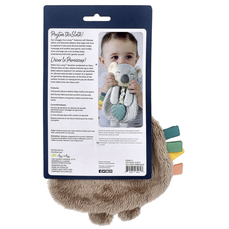 itzy ritzy, Itzy Lovey ™, Plush Lovey с силиконовым прорезывателем для зубов, от 0 месяцев, для праздника, 1 прорезыватель для зубов