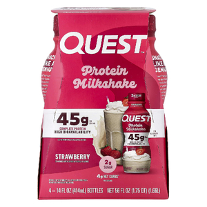 Quest Nutrition, Протеиновый молочный коктейль, клубника, 4 флакона по 414 мл (14 жидк. Унций)