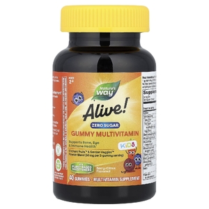 Nature's Way, Alive! ® Kids, жевательные мультивитамины без сахара, для детей от 2 лет, ягодно-цитрусовые, 40 жевательных таблеток