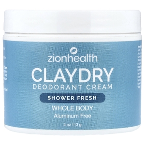 Zion Health, ClayDry, крем-дезодорант, свежесть для душа, 113 г (4 унции)