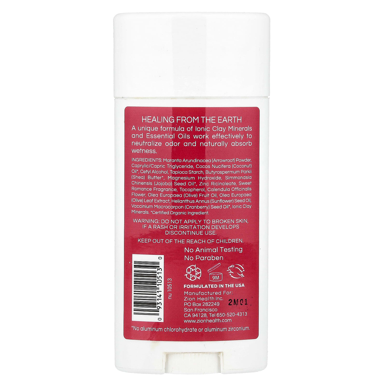 Zion Health, Glide, дезодорант ClayDry, сладкая романтика, 80 г (2,8 унции)