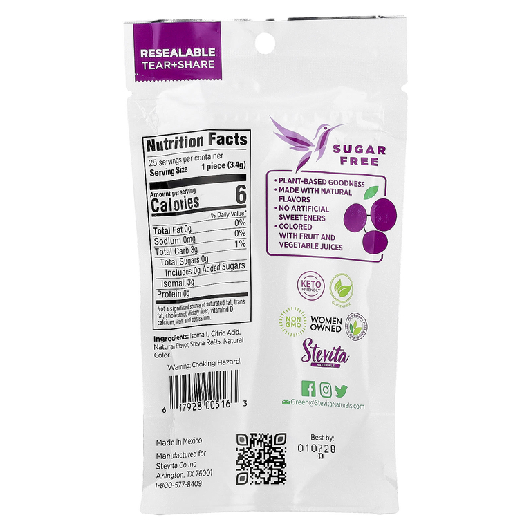 Stevita Naturals, Naturals, леденцы без сахара, со вкусом винограда, 85 г (3 унции)